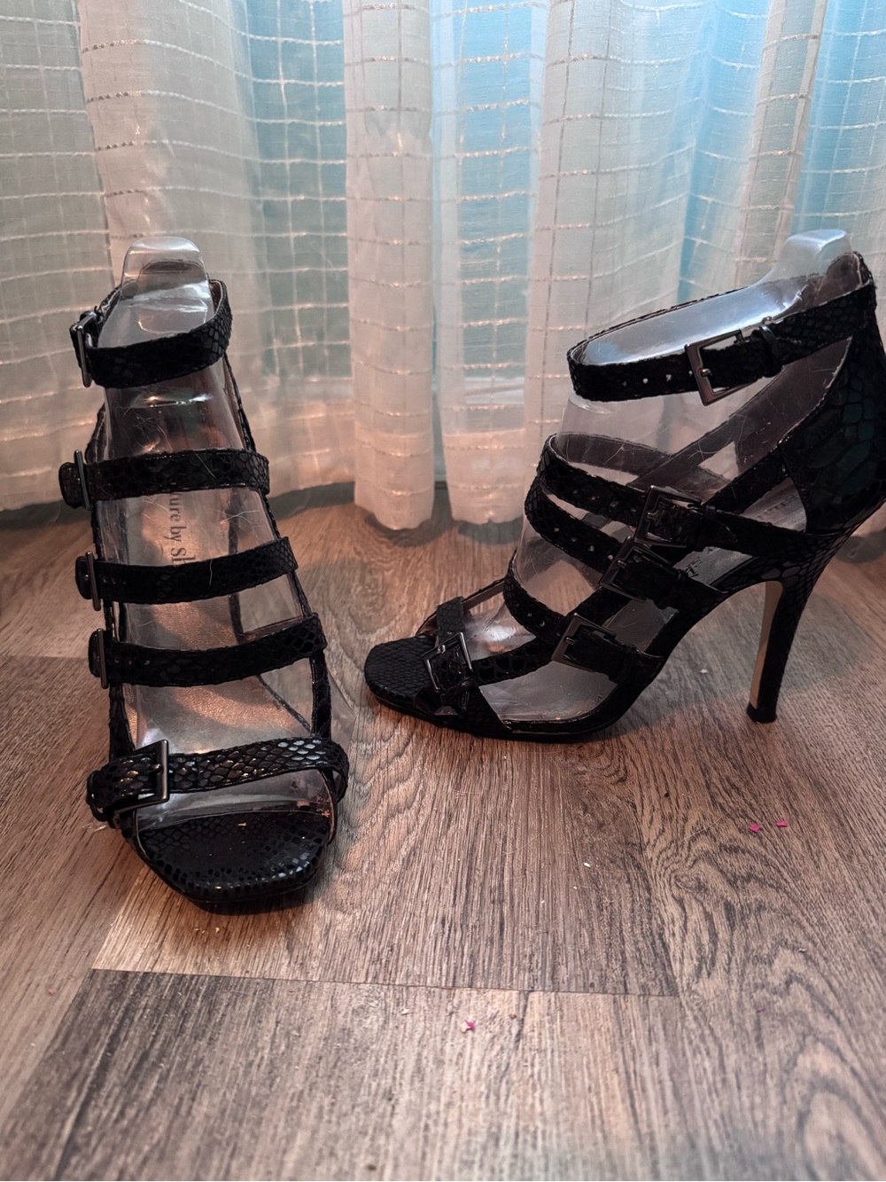 Black Strappy High Heel Sandals
